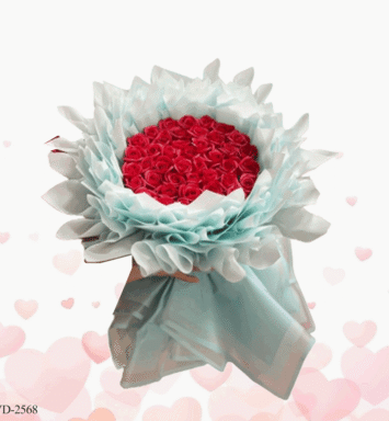 Artificial 52 red rose bouquet