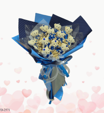 Small blue teddy bear bouquet