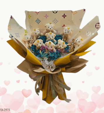 Small yellow teddy bear bouquet