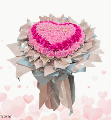 Artificial 99 pink and light rose bouquet